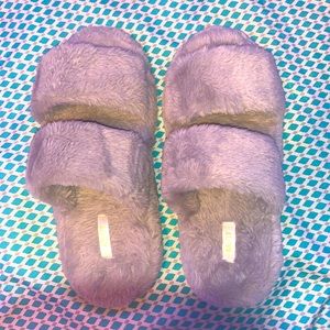 Grey soft fluffy slides